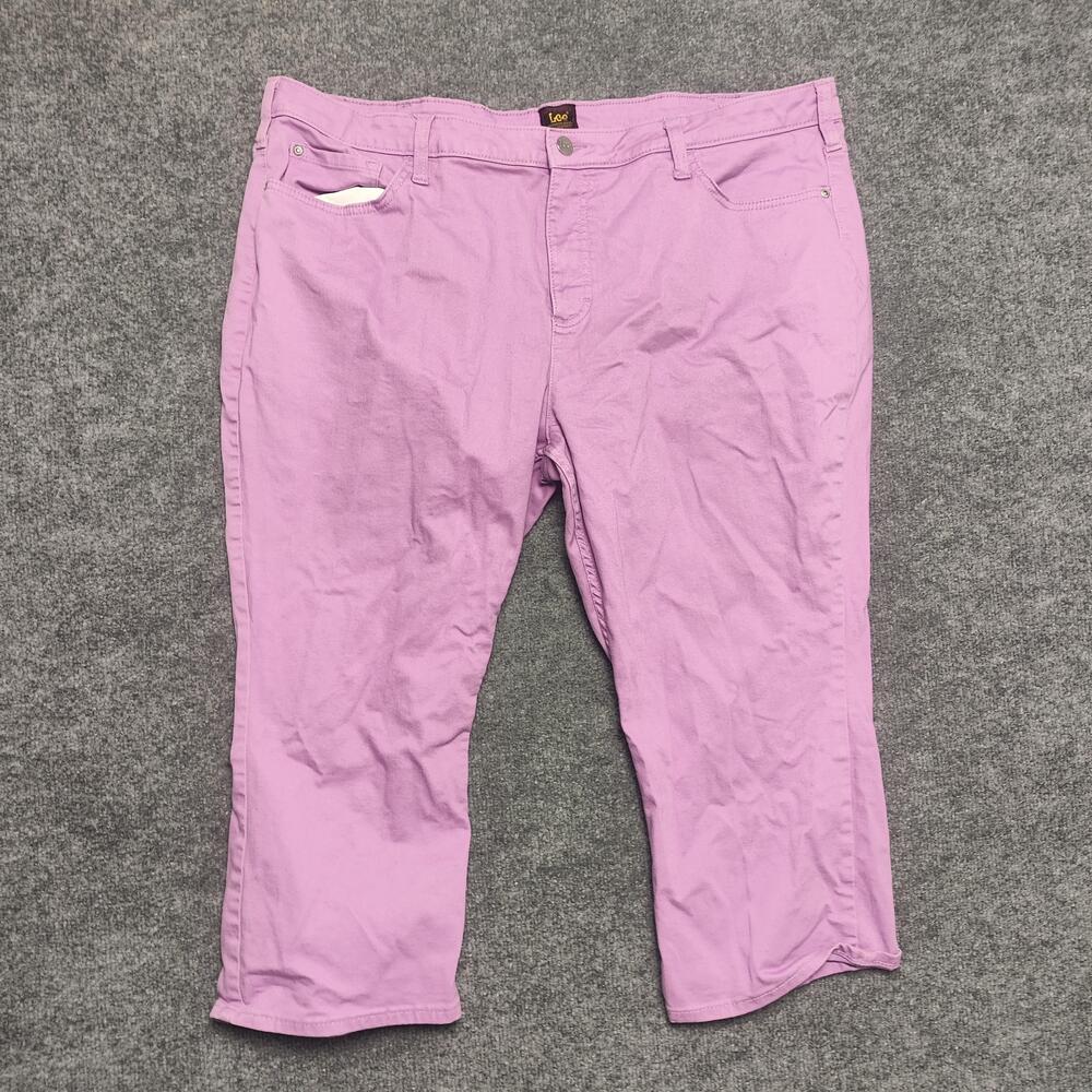 Lee Pants Womens 22 Purple Twill Capri Crop Stretch Casual Pockets Summer
